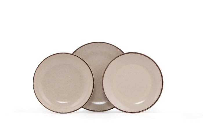 Hermia CXEO18Y2730P02 Vajilla de Porcelana 18 Piezas Color Canela Apta para Microondas y Lavavajillas